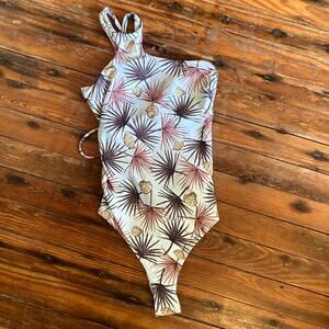 One Shoulder One-Piece Swimsuit with shells and urchins size Large